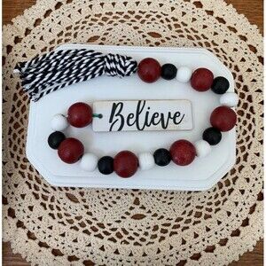 Christmas Tiered Tray Decor, Beaded Garland, Christmas Bead Garland, Farmhouse